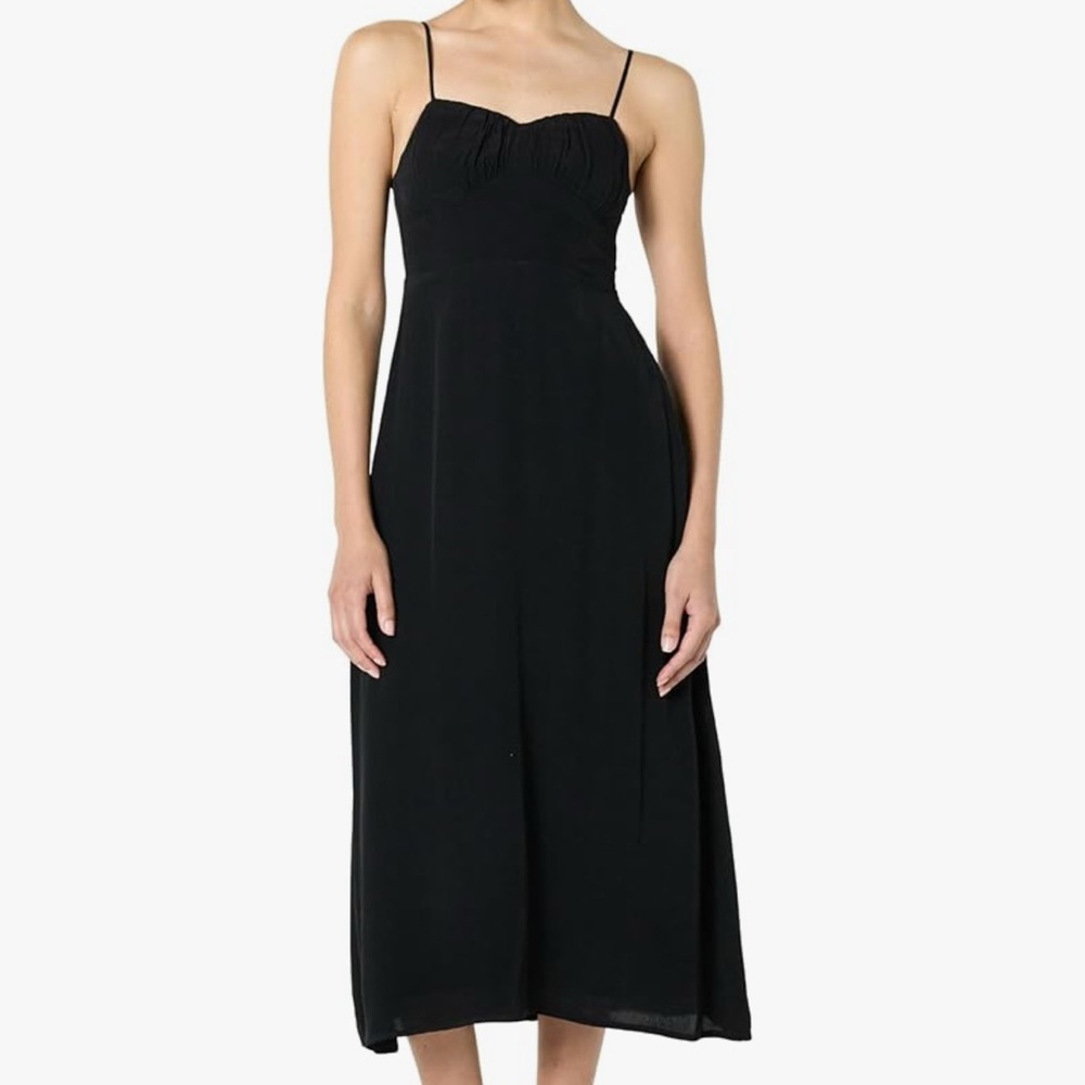 Chic Black Midi Dress with Spaghetti Straps